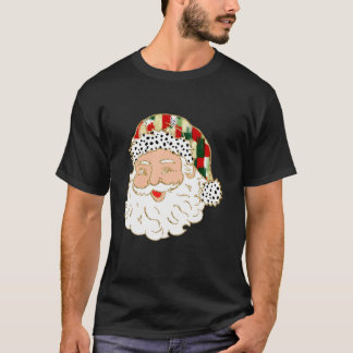Colourful Coquette Bow Santa Claus Face Christmas  T-Shirt