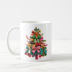 Colourful Coquette Christmas Tree Preppy Pink Xmas Coffee Mug