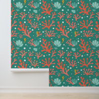Colourful Coral and Seahorse Ocean Pattern
