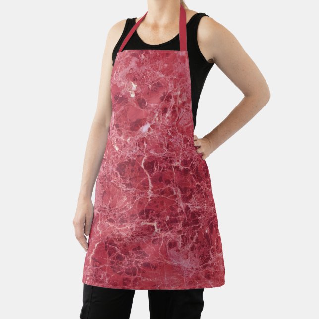 Colourful Coral Red Marble   Apron (Insitu)