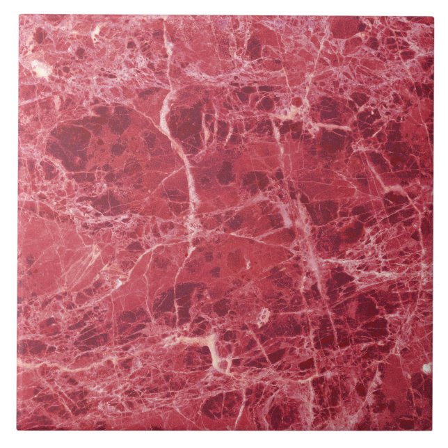 Colourful Coral Red Marble   Ceramic Tile (Front)