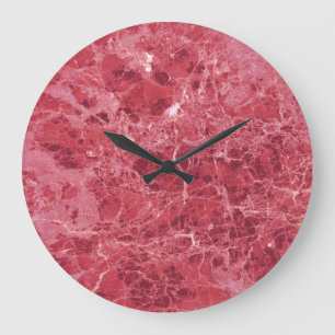Colourful coral red marble large clock