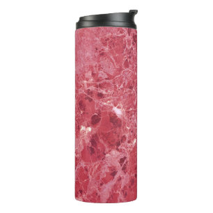 Colourful coral red marble thermal tumbler