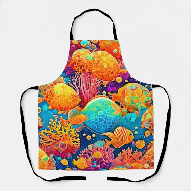 Colourful Coral Reef Artwork Apron (Front)