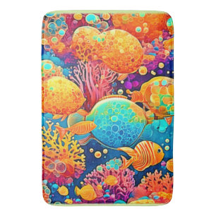 Colourful Coral Reef Artwork Bath Mat