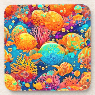 Colourful Coral Reef Artwork Coaster