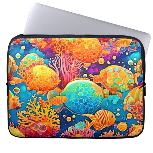 Colourful Coral Reef Artwork Laptop Sleeve (Front)