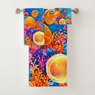Colourful Coral Reef Bubbles Bath Towel Set