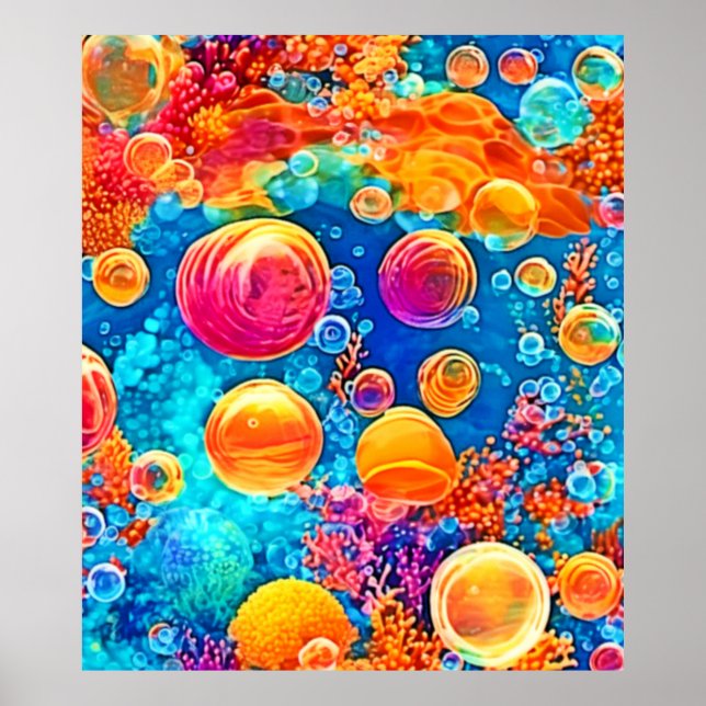 Colourful Coral Reef Bubbles Poster (Front)