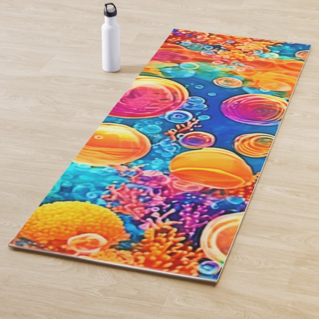 Colourful Coral Reef Bubbles Yoga Mat (In Situ)