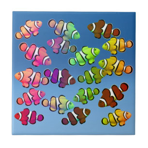 Colourful Coral Reef Clownfish Tile