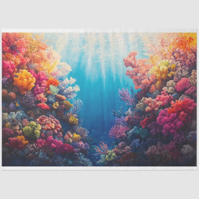 Colourful Coral Reef Decoupage Tissue Paper (Front)