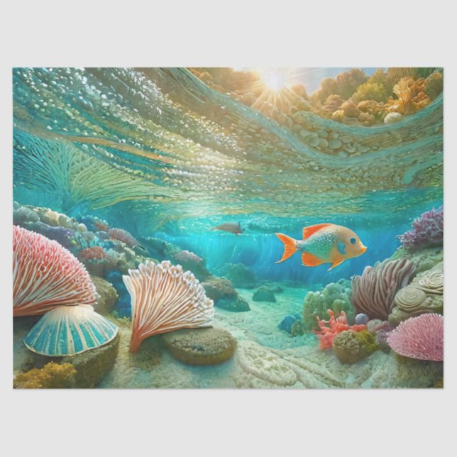 Colourful Coral Reef, Design 1 Tissue Paper (Front)
