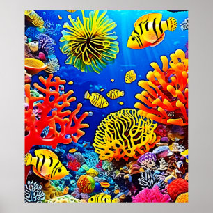Colourful Coral Reef Design  Poster