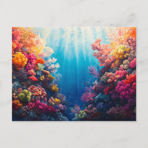 Colourful Coral Reef Digital Painting Postcard