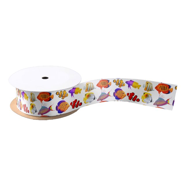 Colourful Coral Reef Fish Ribbon Satin Ribbon (Spool)