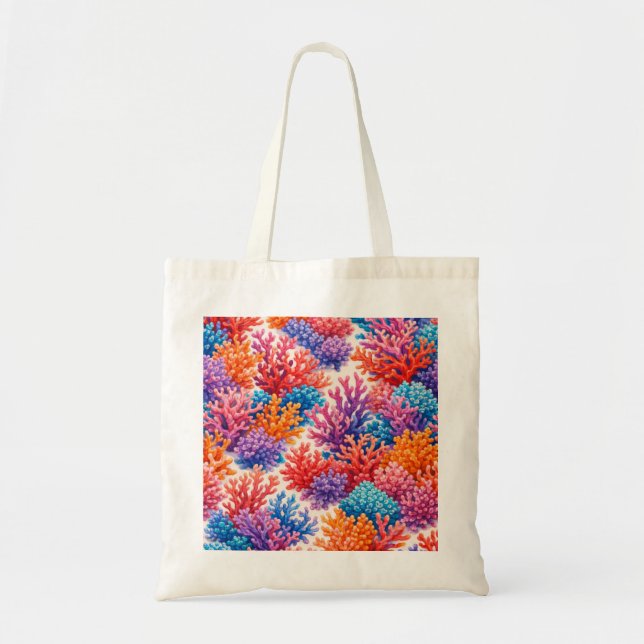Colourful Coral Reef Garden Pattern Tote Bag (Front)