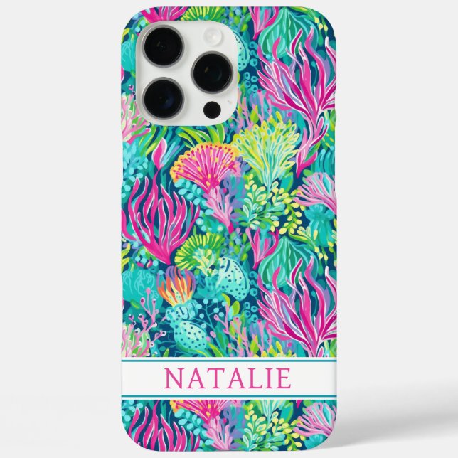 Colourful Coral Reef Monogrammed Case-Mate iPhone Case (Back)