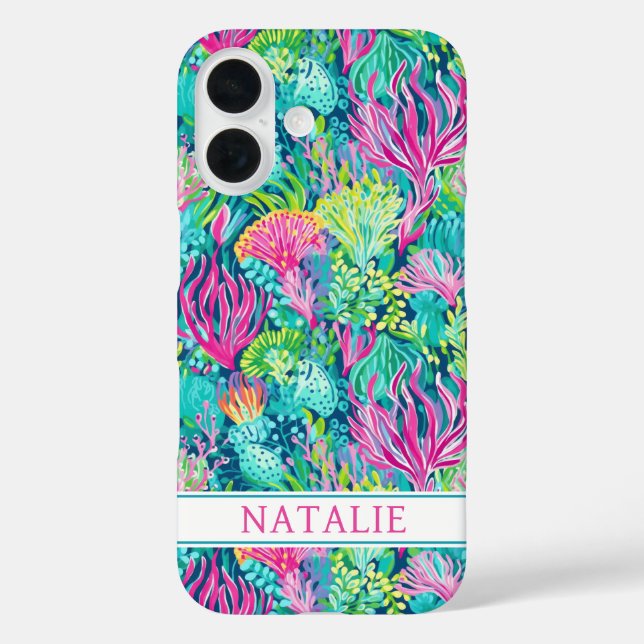Colourful Coral Reef Monogrammed Case-Mate iPhone Case (Back)