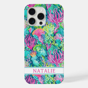 Colourful Coral Reef Monogrammed iPhone 15 Pro Max Case
