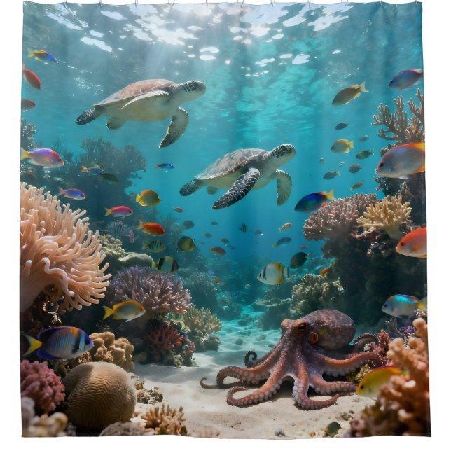 Colourful Coral Reef Shower Curtain (Front)