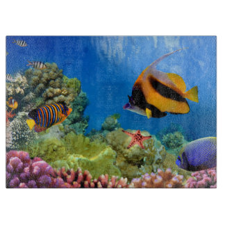 Colourful Coral & Tropical Fish Cutting Board