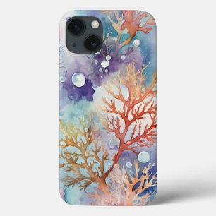 Colourful Coral watercolor iPhone 13 Case