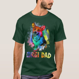 Colourful Corgi Dad Funny Corgi Dog Lover Happy Fa T-Shirt
