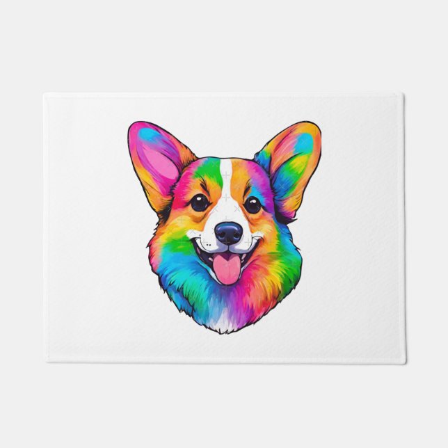 Colourful Corgi   Doormat (Front)