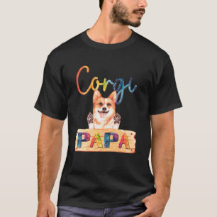 Colourful Corgi Papa Dog Dad T-Shirt