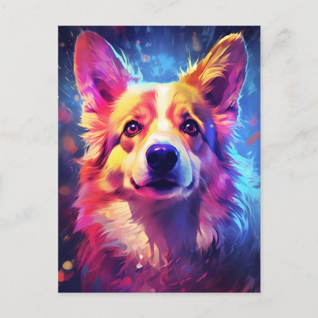 Colourful Corgi Postcard (Front)