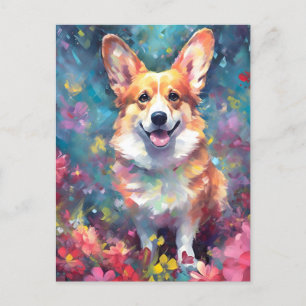 Colourful Corgi Postcard