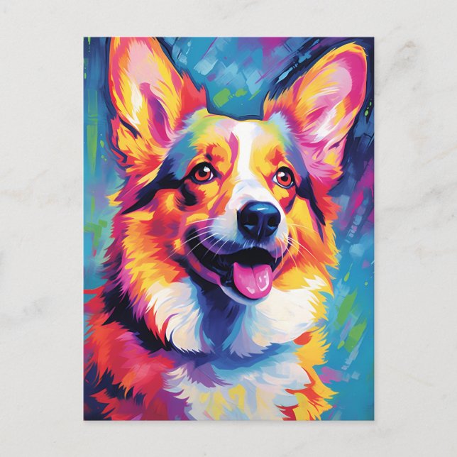 Colourful Corgi Postcard (Front)