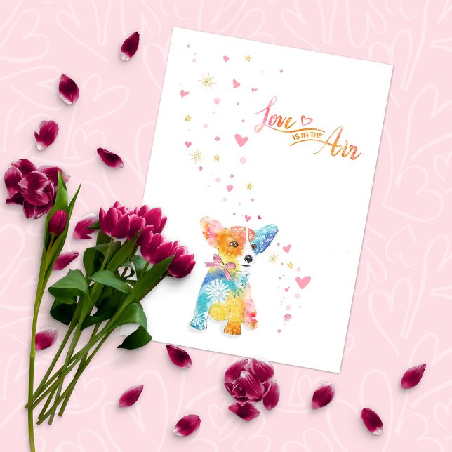 Colourful Corgi Puppy Valentines Day  Holiday Card (Creator Uploaded)