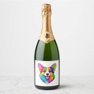 Colourful Corgi   Sparkling Wine Label