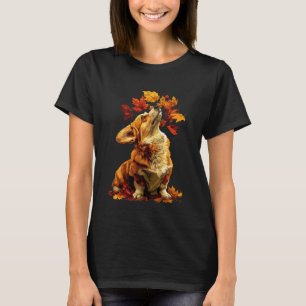 Colourful Corgi with Fall Leaves Forest Autumn Aes T-Shirt