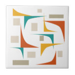Colourful Corners And Rectangles Mid-century Moder Ceramic Tile<br><div class="desc">Add a pop of colour to your tile work with this funky corners and rectangles mid-century modern ceramic tile. It features the bright and bold colours of teal blue,  orange,  burnt orange,  and two shades of brown.</div>