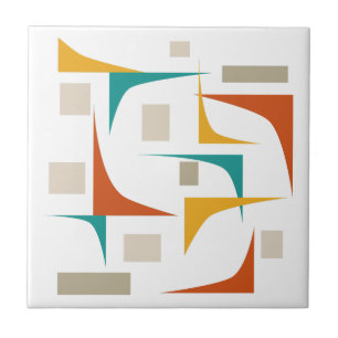 Colourful Corners And Rectangles Mid-century Moder Ceramic Tile