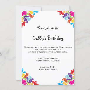 Colourful Corners Birthday Party Invitation