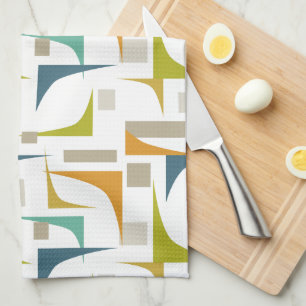 Colourful Corners Mid Century Modern Pattern Tea Towel