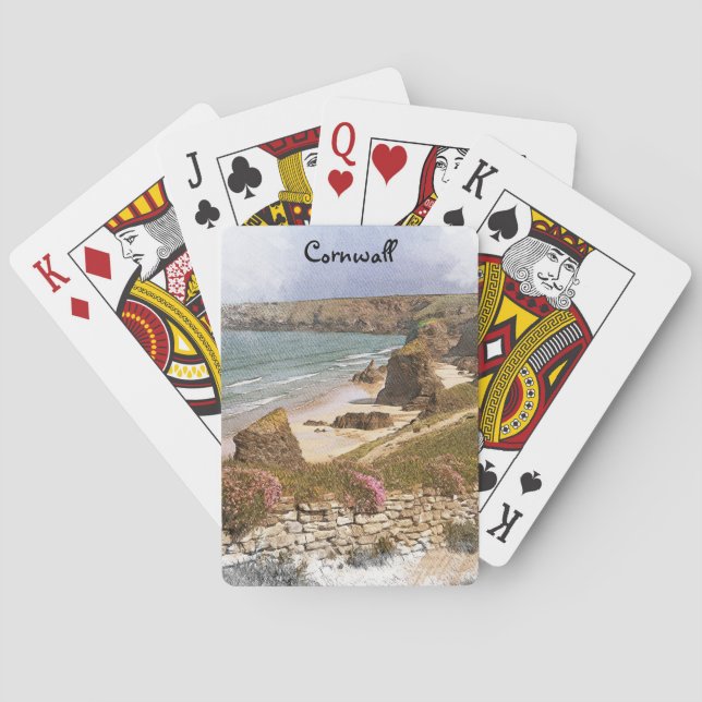 Colourful Cornwall England Coastal Scenery Playing Cards (Back)