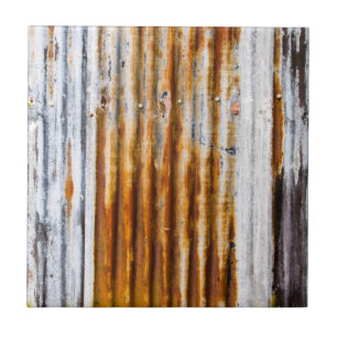 Colourful Corrugated Iron Fence Ceramic Tile