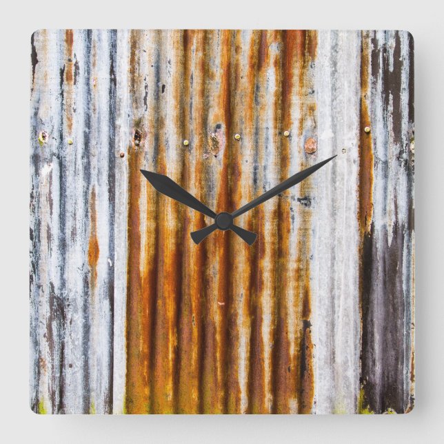 Colourful Corrugated Iron Fence Square Wall Clock (Front)