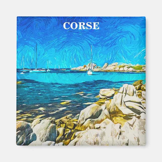 Colourful Corsica Corse Illustration Painting Magnet (Front)