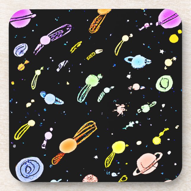 Colourful Cosmic Celestial Splendour Pattern Coaster (Front)