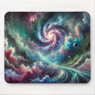 Colourful Cosmic Galaxy Spiral Nebula and Stars Mouse Pad