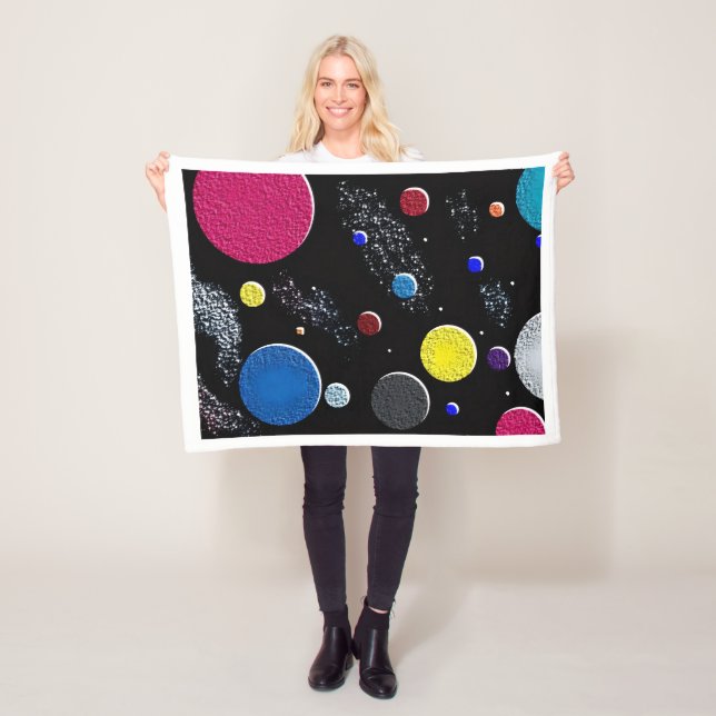 Colourful Cosmic Planets Fleece Blanket (In Situ)