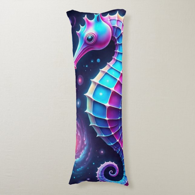 Colourful Cosmic Seahorse  Body Cushion (Front Vertical)