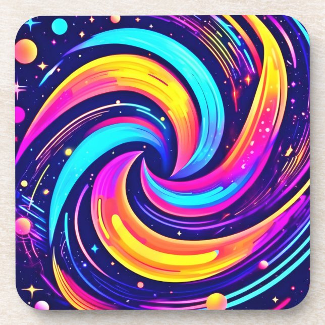 Colourful Cosmic Swirl Coaster (Front)