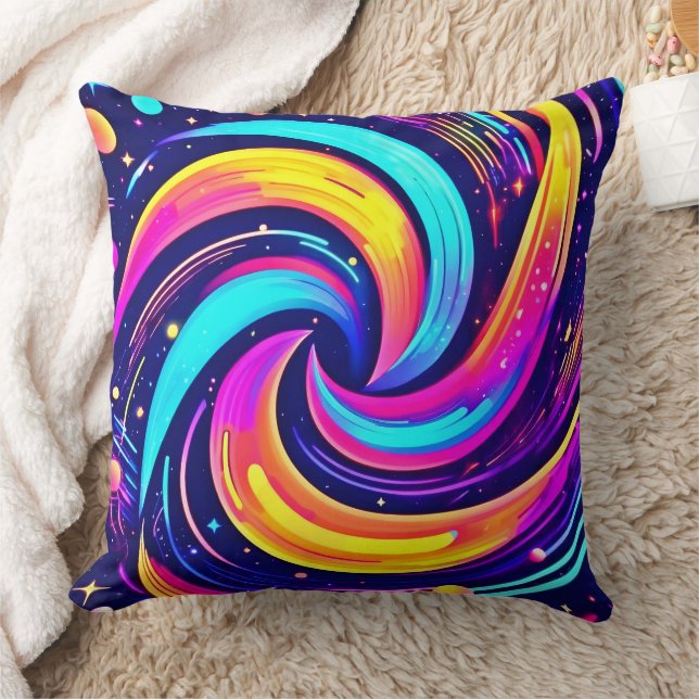 Colourful Cosmic Swirl Cushion (Blanket)